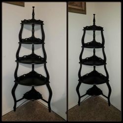VINTAGE ORNATE SOLID WOOD HIGH QUALITY VICTORIAN CORNER SHELF BOOKSHELF DISPLAY