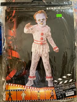 Boys Pennywise Scary Evil Clown Halloween Costume Size 8-10