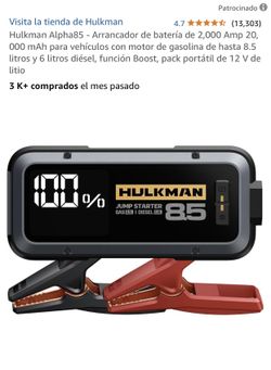 Hulkman Alpha85 - Arrancador de batería de 2,000 Amp 20, 000 mAh para vehículos con motor de gasolina de hasta 8.5 litros y 6 litros diésel, función B