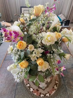 Silk Yellow Roses/Lily Flower Arrangement
