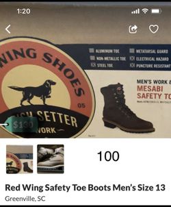 Red Wing Safety Toe Boots size 13