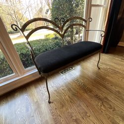Distressed Wrought Iron Bench