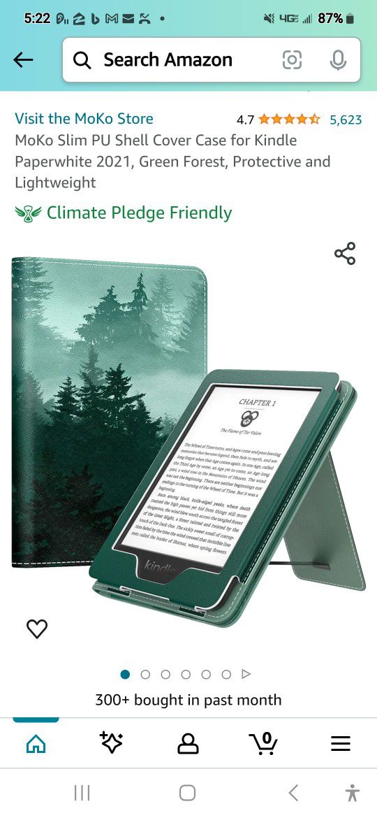 MoKo Slim PU Shell Cover Case for Kindle Paperwhite 2021, Green Forest, Protective and Lightweight