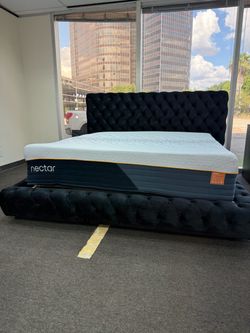 Nectar Mattress with Black Tufted Bed Frame