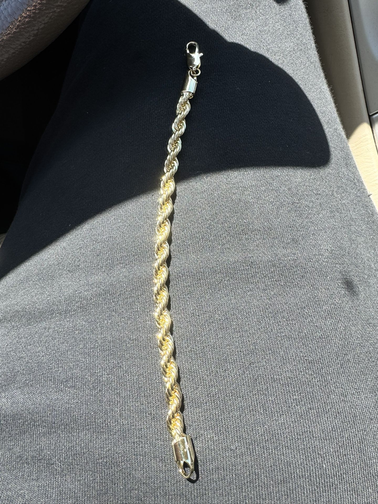 Gold Plated Rope Bracelet 7 Inch