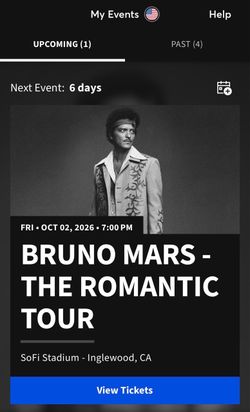Bruno Mars Oct 2nd Sofi Stadium