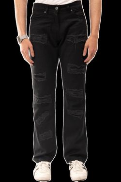 Men's Ripped Jeans for a Night Out – Jet Black, Blue, Light Tint, Light Blue, Sizes 28-38