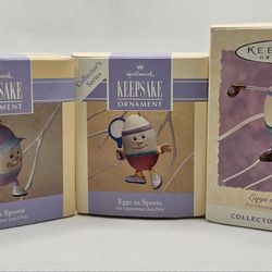 3 New EASTER SPRING HALLMARK COLLECTION ornament EGGS IN SPORTS series Egg set 
Brand new, never displayed

Vintage Easter Hallmark Ornaments

1992-19
