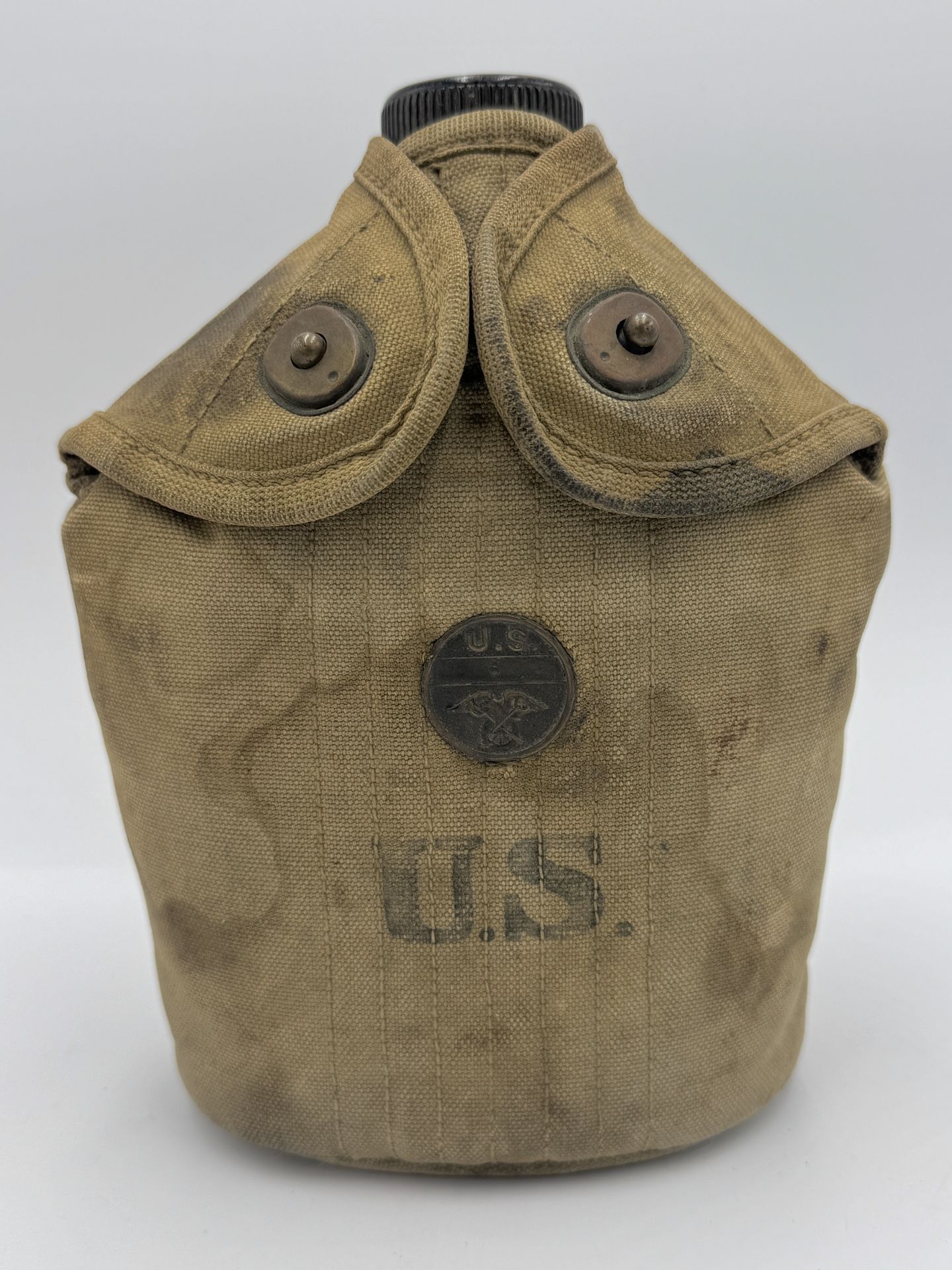 WW Canteen & Canvas Cover • US Vollrath 1944 • Army Quartermaster Insignia