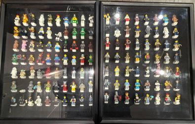 2 lego minifigures shadowbox art boxes $70 each