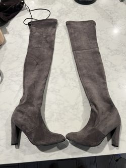 Over The Knee Faux Suede Size 9 Boots Gray And Brown