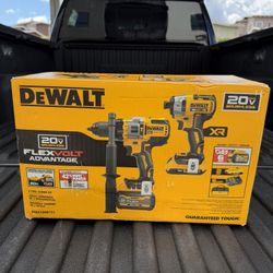 DEWALT 20V MAX FLEXVOLT Advantage Combo Kit (Hammer Drill DCD999 + Impact Driver DCF887 + 2 Baterías + Cargador + Bolsa) – $340
