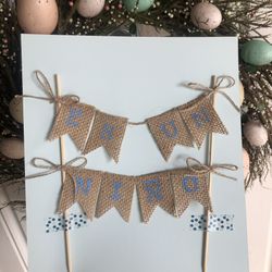 Burlap cake topper