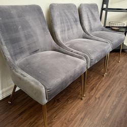 4 Grey Suede Chairs 