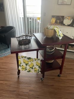 Solid Cherry Wood Serving Portable Table