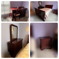 Cherry Wood Bedroom Furniture Set (Complete With Desk)
