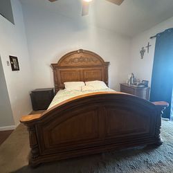 California King Bed Headboard Frame & Mattress + Boxspring