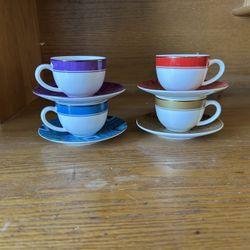 (4) Starbucks Espresso Demitasse Cups Saucers 2006 Holiday