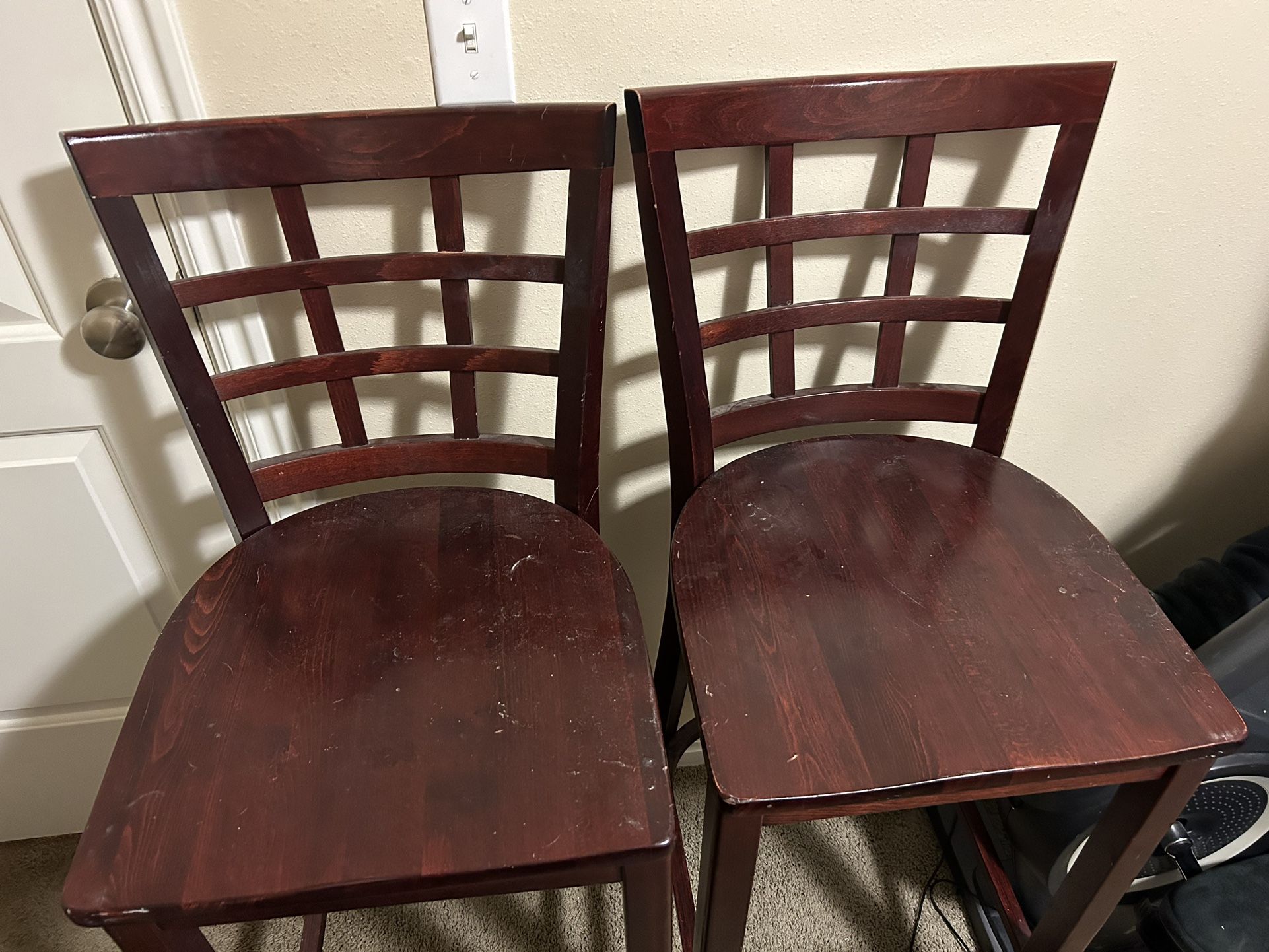Set of 2 Wood Bar Chairs
