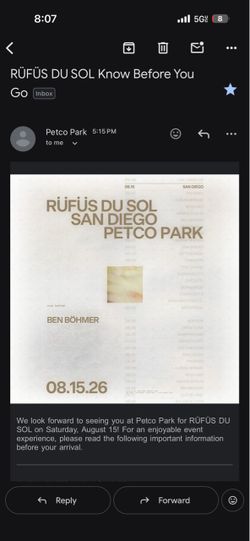 Rufus Du Sol San Diego 8/15/2026