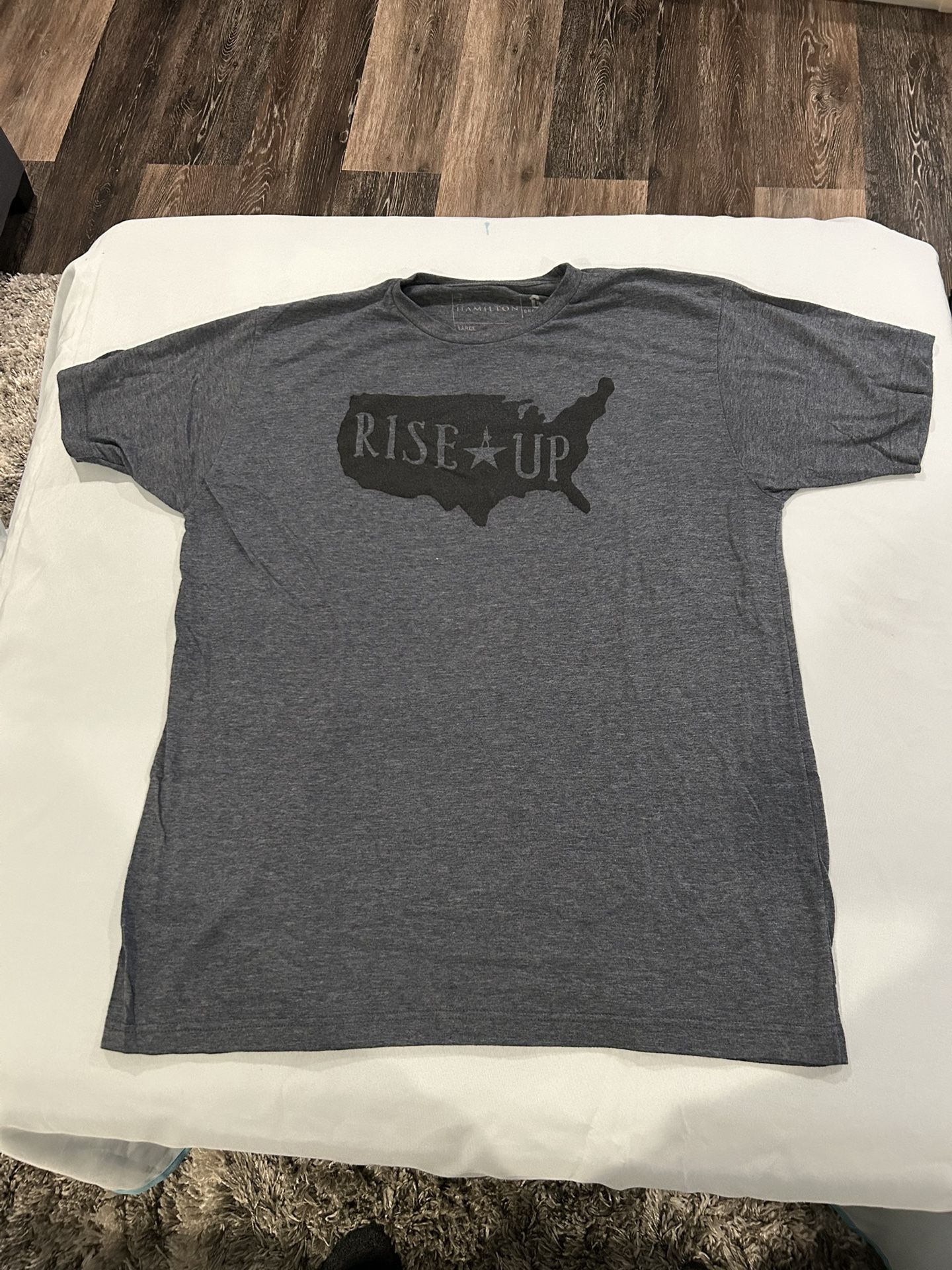 Hamilton Broadway tour shirt adult large blue