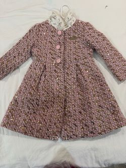 Disney princess Girls Pink Tweed Sequin Dress Coat