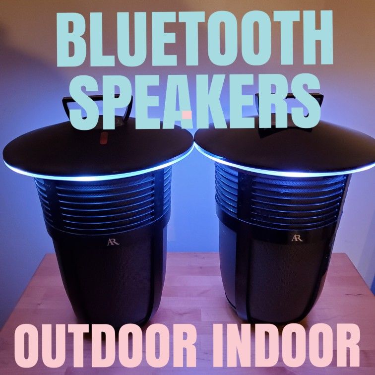 Two Bluetooth Outdoor Indoor Speakers Wireless Battery AR Acoustic Research 14.5 Inch High AWSEE320 Model
