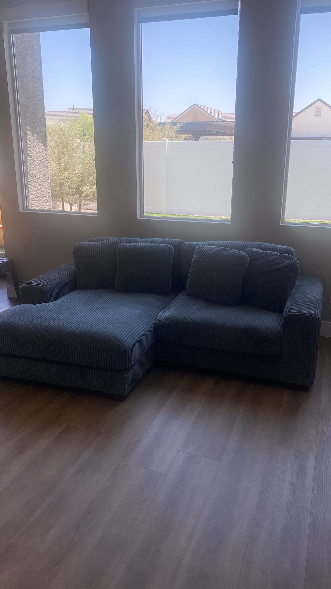 Brand New Dark Grey Corduroy Sofa Chaise