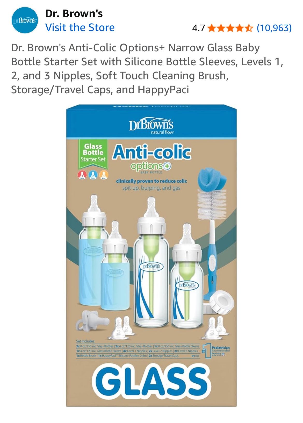 New Dr. Brown’s Anti-colic Glass Bottle Set