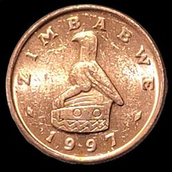Vintage 1997 Zimbabwe 1 Cent Coin 