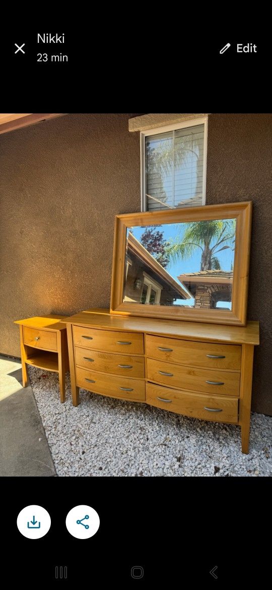 Dresser.
Mirror and nightstand three piece