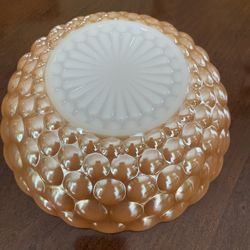 Vintage Large Anchor Hocking Peach Fire King Bubble Bowl