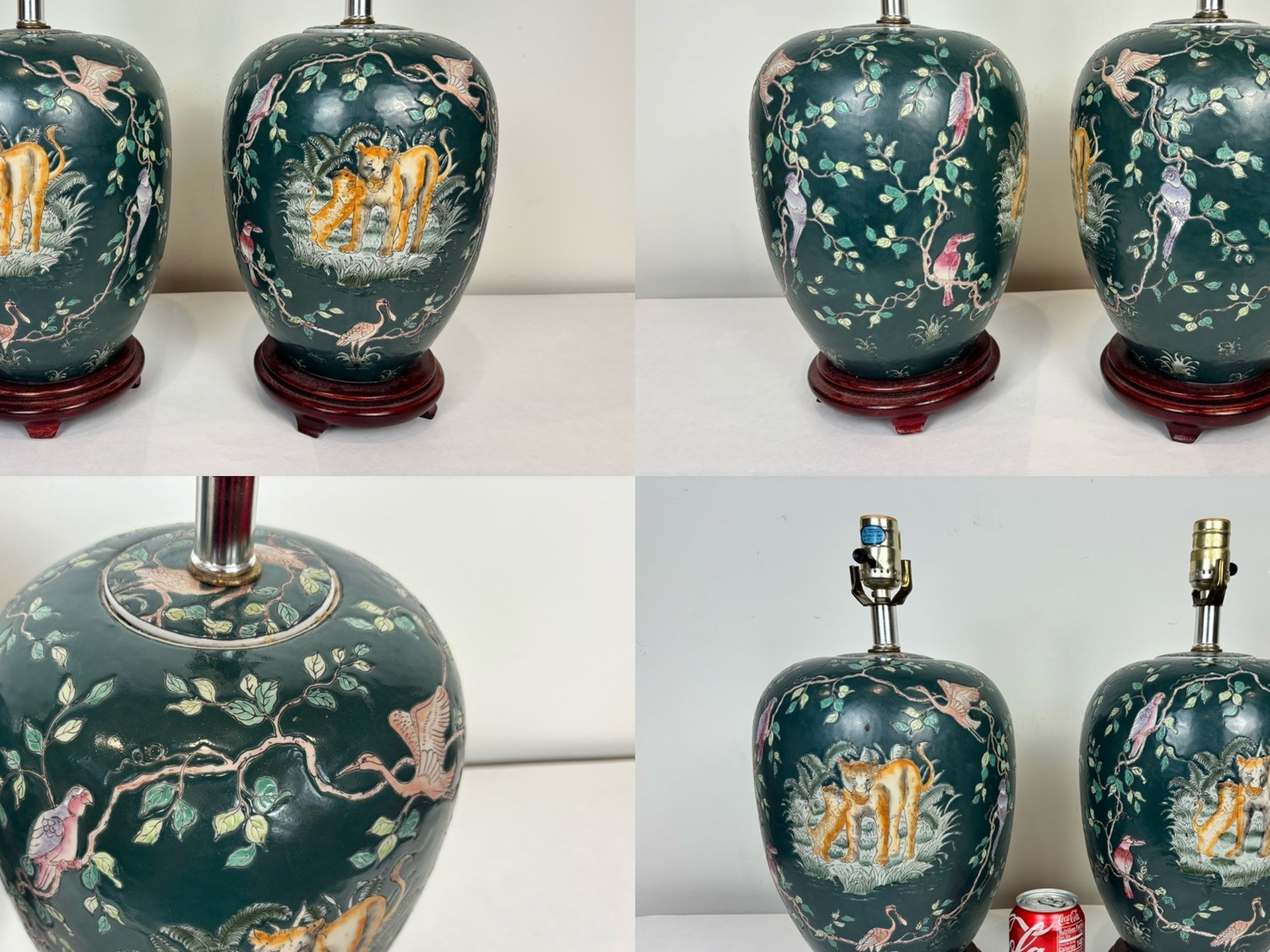 Vintage Chinese Porcelain Ceramic Table Lamps Pair