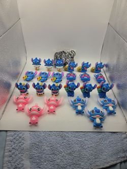 Lot of 24 Disney Stitch Character Miniatures Keychain Figures