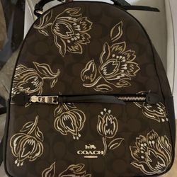 Coach Jordan Brown Floral Backpack