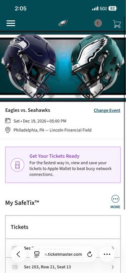 Pair of Tickets to Seattle Seahawks vs. Philadelphia Eagles