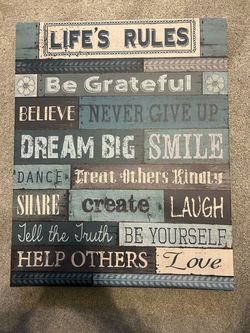 Life's Rules Inspirational Wall Art Canvas