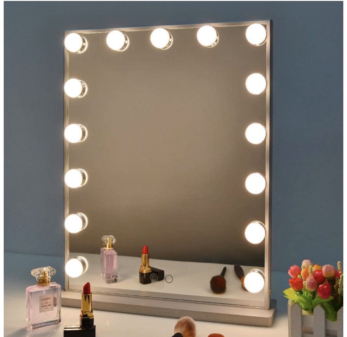Nitin Hollywood Vanity Mirror with Lights, Dimmable Tabletop/Wall Cosmetic Lighted Makeup Beauty Mirror