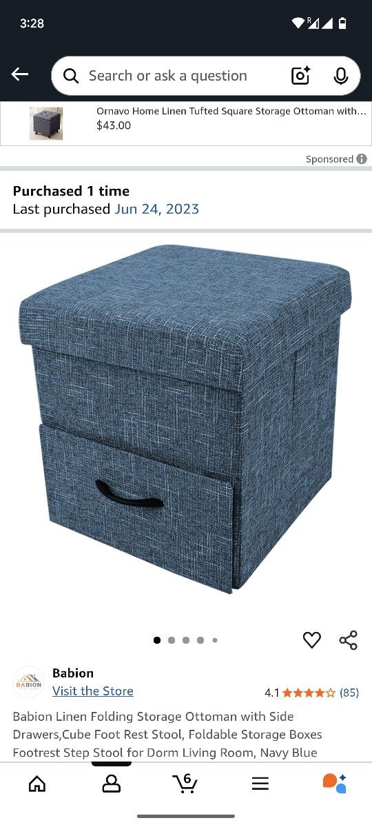 Blue Storage Ottoman