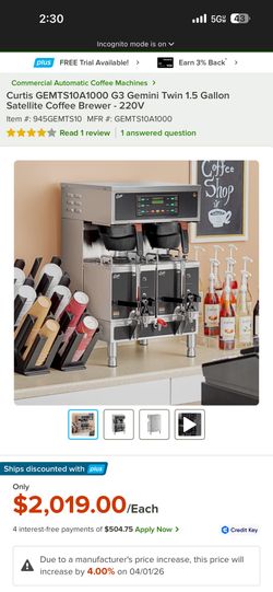 New Commercial coffee machine