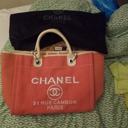 CHANEL CC

Designer  Large Canvas  Deauville Tote Pink
 Bag Gift