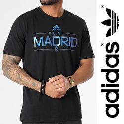 ADIDAS x FC REAL MADRID Short Sleeve Black Soccer Shirt Top Training Size - XL