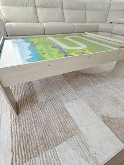 VEVOR Train Table, 120 Multicolor Pieces Wooden Kids Activity Table with Collapsible Storage Bin, 3-in-1