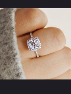 White Gold Plated Solitaire Ring Size 10