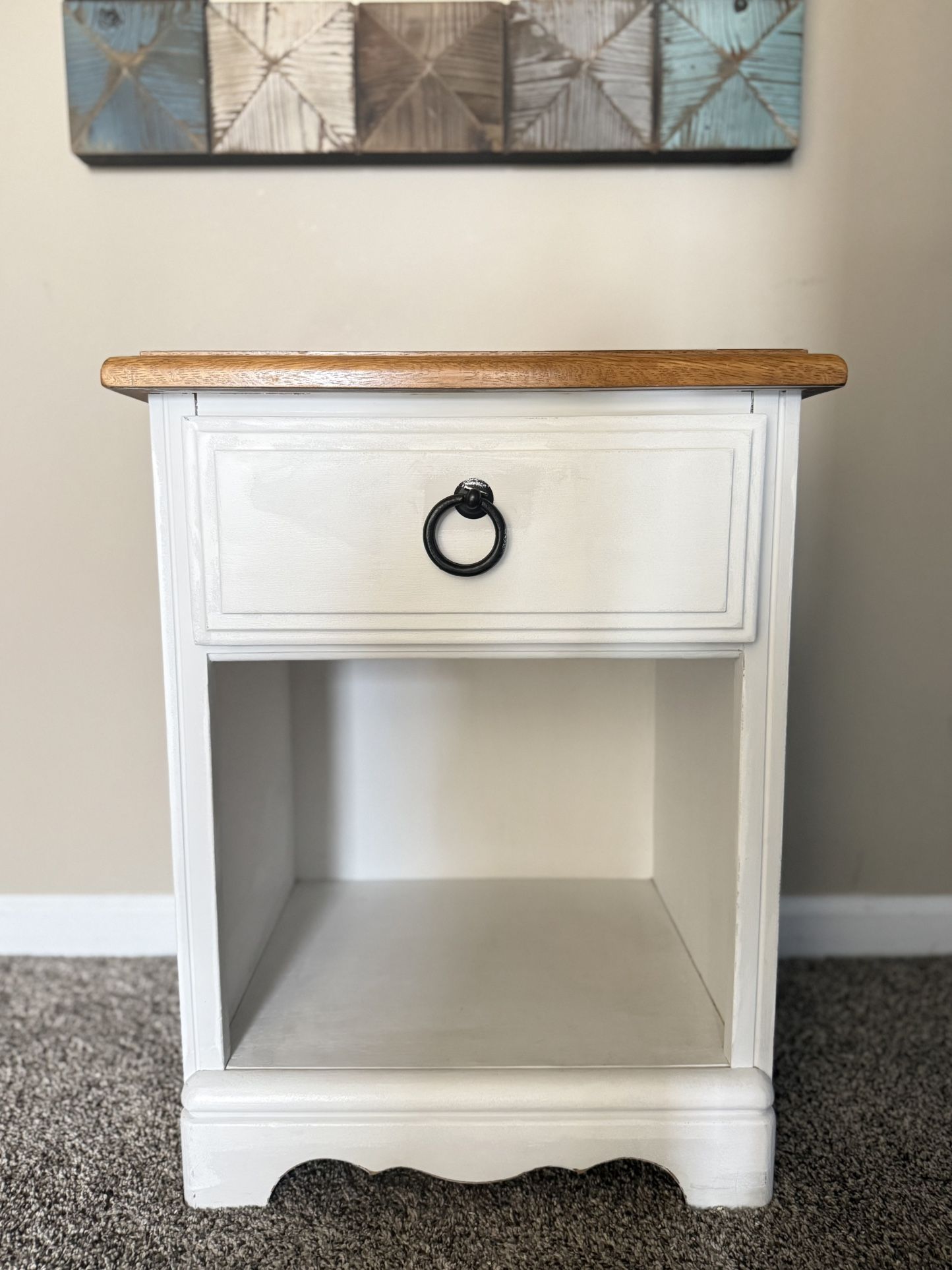 White Nightstand / Side Table with Drawer