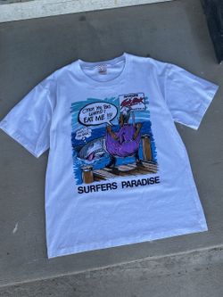 Vintage Surfers Paradise Shark Attack Tee - Size L, Australia