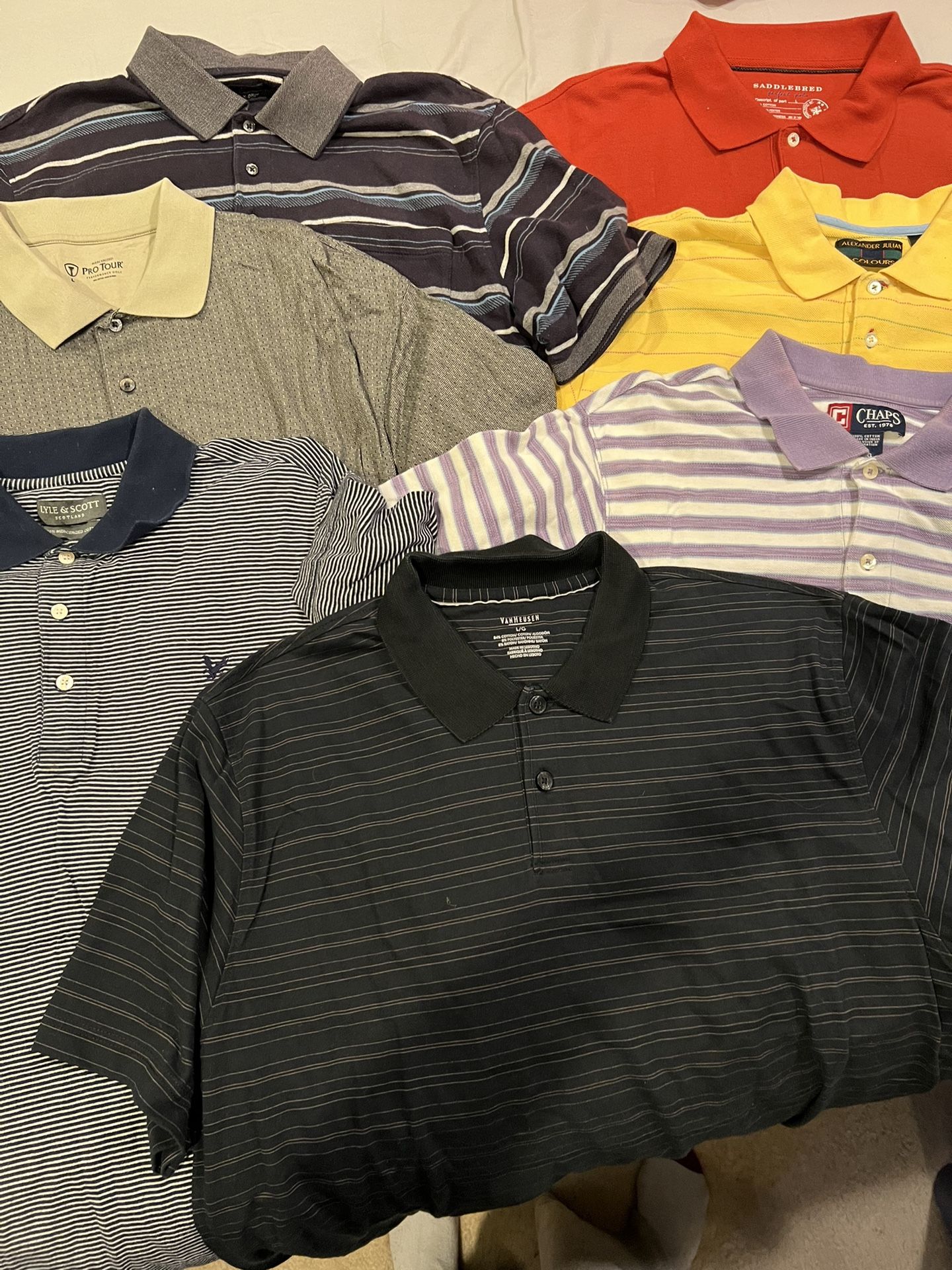 Lot Of Seven Men’s Short Sleeve Polo Shirts 