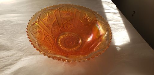 Vintage Imperial Carnival Glass Iridescent Marigold Bowl