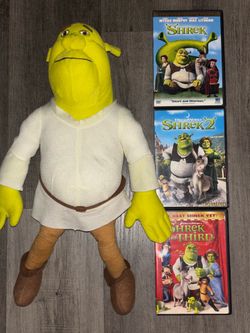 Shrek plush with 3 DVDs
