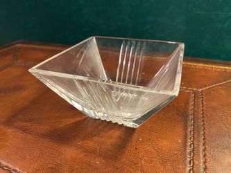 Tiffany & Co Italy Metropolis Crystal Cut Glass 4” Square Bowl